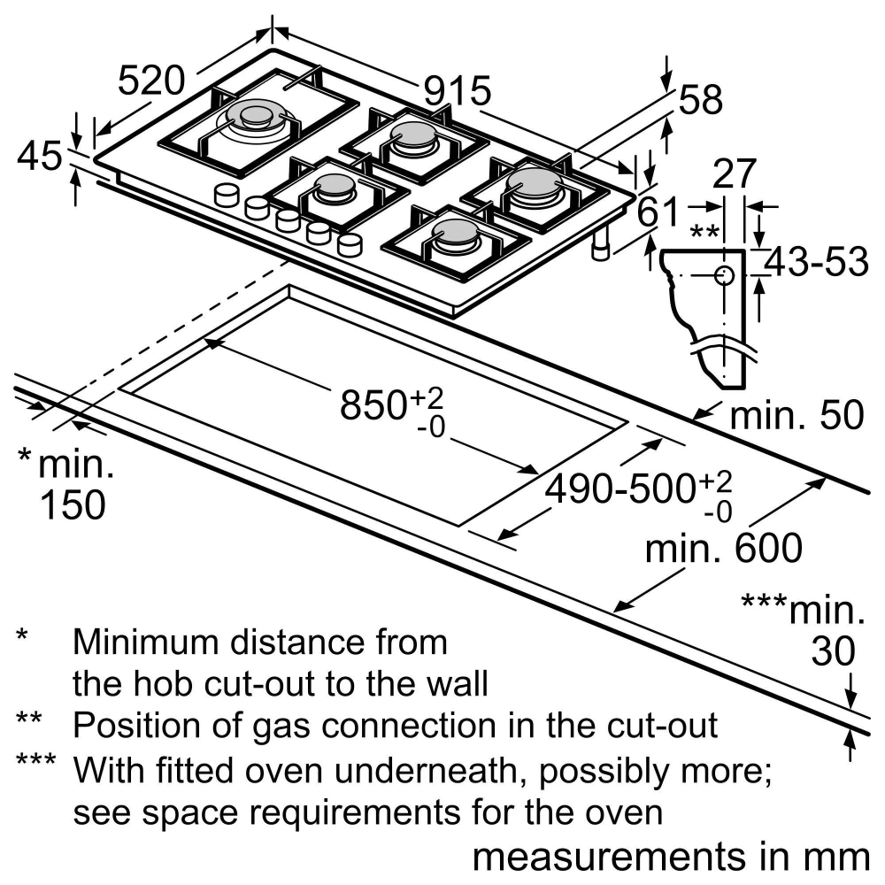 Газовая варочная панель Bosch PRS9A6H40