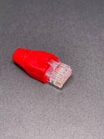 50 пар. Коннектор и колпачок для интернет кабеля RJ45 cat.5e 8P8C, неэкранированный, штекер для витой пары, для разъемов коннектора патч корда, для интернет кабеля диаметр 6,5 мм, красный