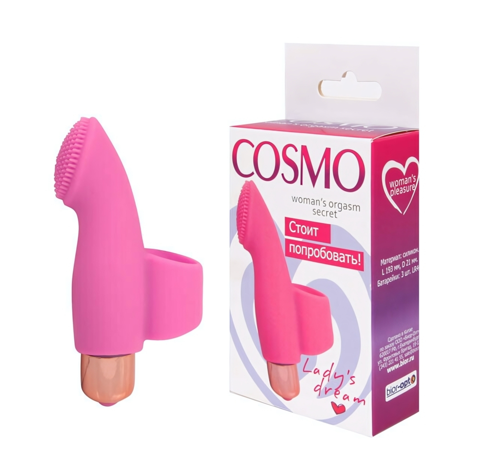 Мини вибромассажер на палец Cosmo Lady's Dream, (9 см) (Цвет: розовый)