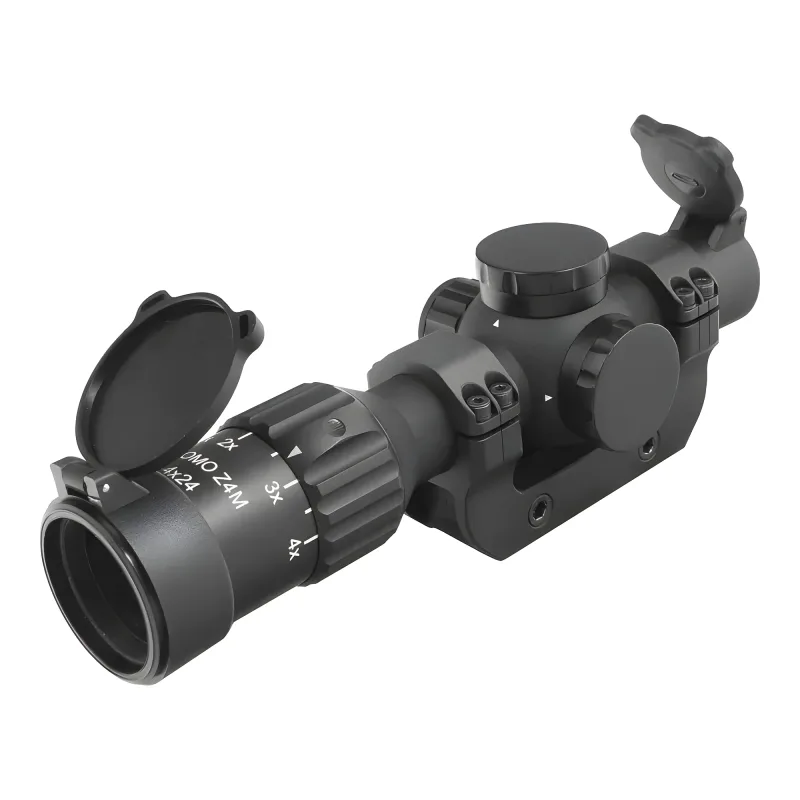 Прицел оптический Belomo Z4M 1-4x24 - вид сзади в пол-оборота с открытыми крышками