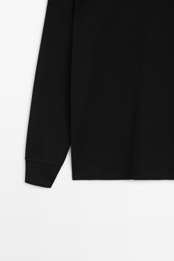Massimo Dutti Футболка с круглым вырезом и длинными рукавами, черный