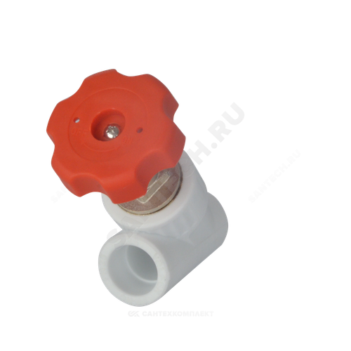 Клапан (вентиль) PP-R запорный белый Дн 20х45гр внутренняя пайка VALFEX 10174020