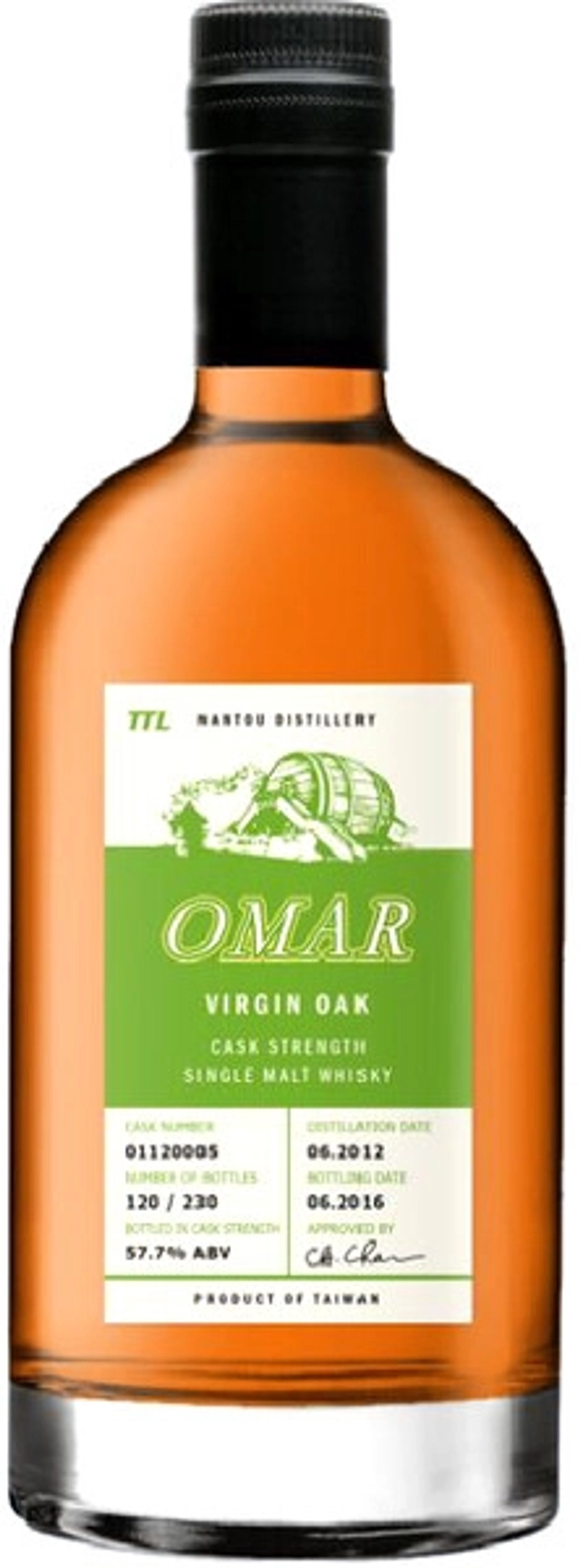 Виски Omar Cask Strength Single Malt Virgin Oak Cask, 0.7 л.