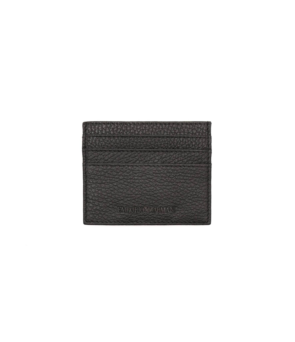 кожаный кошелек + чехол для карт Emporio Armani - черный(Y4R378 Y068E)