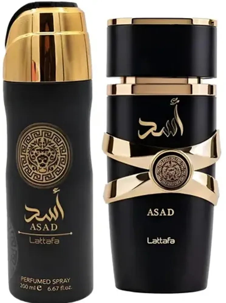 Lattafa Asad Gift Set 100 ml + Deodorant 200 ml + Air Freshener 300 ml