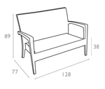 Диван пластиковый плетеный двухместный с подушкой Siesta Contract Miami Lounge Sofa, коричневый
