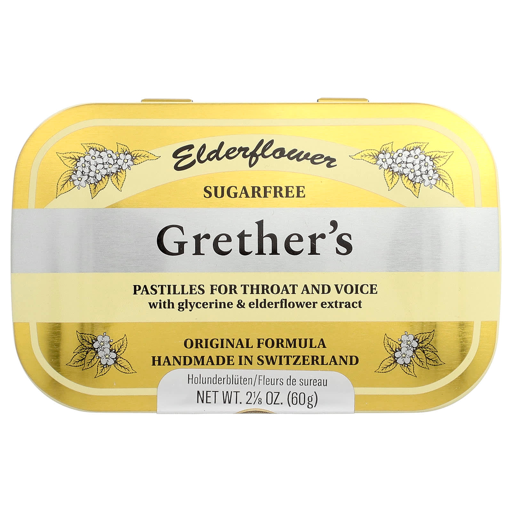 Grether's Pastilles, для горла и голоса, без сахара, бузина, 24 пастилки