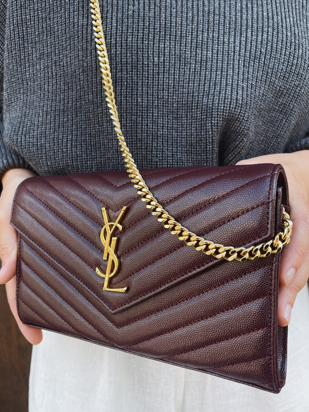 Saint Laurent Cassandre Envelope Chain Wallet