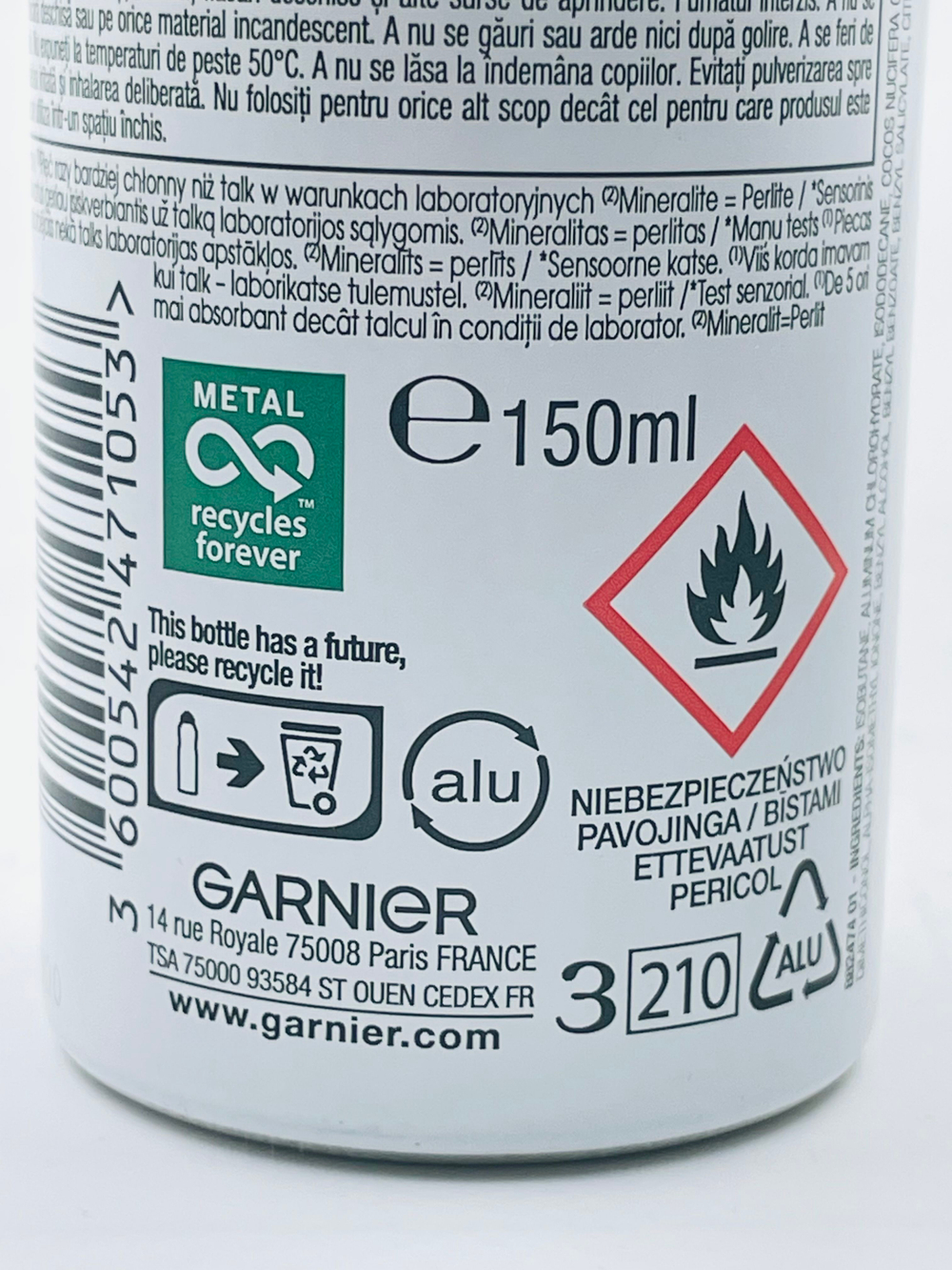 GARNIER Mineral Антиперспирант спрей женский Action Control 48 часов, 150 мл (Франция)