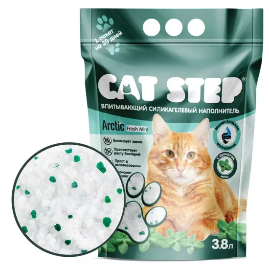 Cat Step впитывающий наполнитель силикагель Arctic mint 3.8