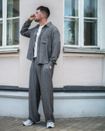 Брюки "Linen stripe" черные