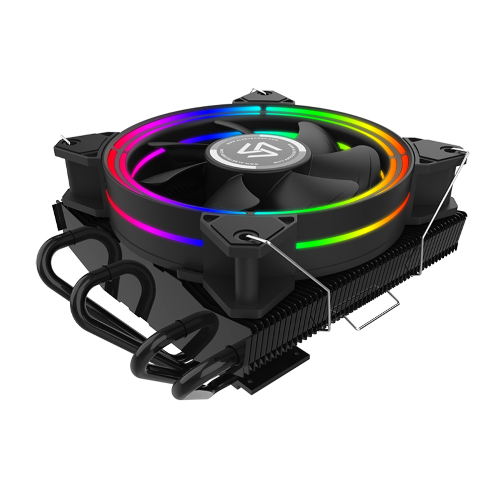 Кулер для CPU Alseye H120T, 1х120мм, 4-pin, Al+Cu, черный/FRGB, 800-2000rpm, 42.5CFM, 35.2дБ, 4-PIPE(прямой контакт), TDP 140Вт, INTEL 1700/1200/115x/775/2011, AMD AM5/AM4/AM3(+)/AM2(+)/FM2/FM1 (AS.01.02.0004)