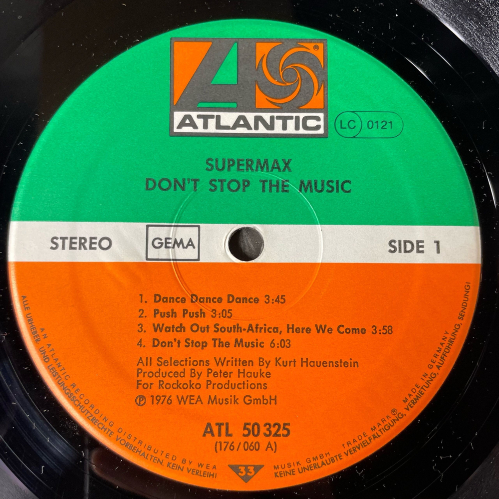 Винтажная виниловая пластинка LP Supermax Don't Stop The Music (Германия 1977)