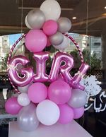 Шар (33''/84 см) Фигура, Надпись "Girl", Розовый, 1 шт.
