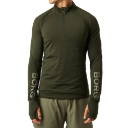 Мужская теннисная футболка с длинным рукавом Björn Borg Midlayer Half Zip - rosin