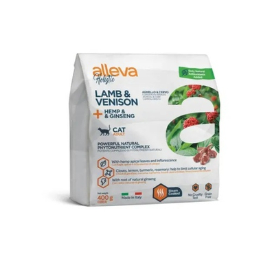 Alleva Holistic Adult Ягненок/Оленина/Конопля/Женьшень (б/зерн) для кошек 400 г