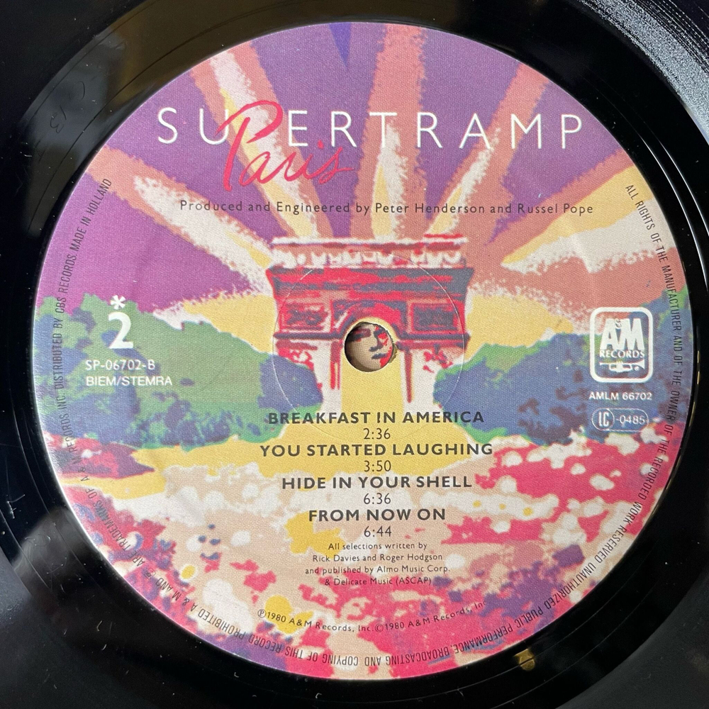 Винтажная виниловая пластинка LP Supertramp Paris (Holland 1980) From Now On