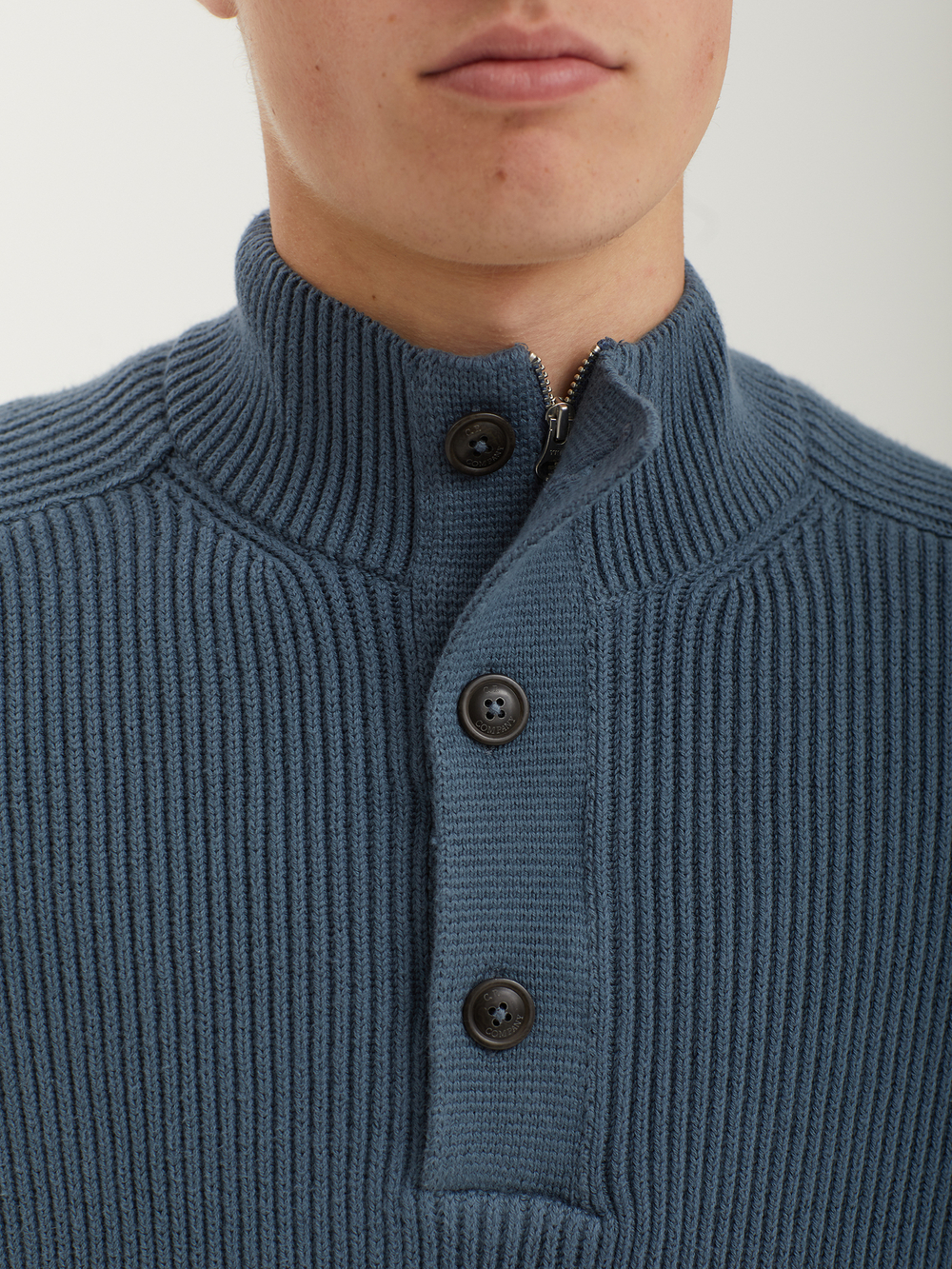 Мужской Свитер (Half-button) Full Rib Cotton Half Button Lens