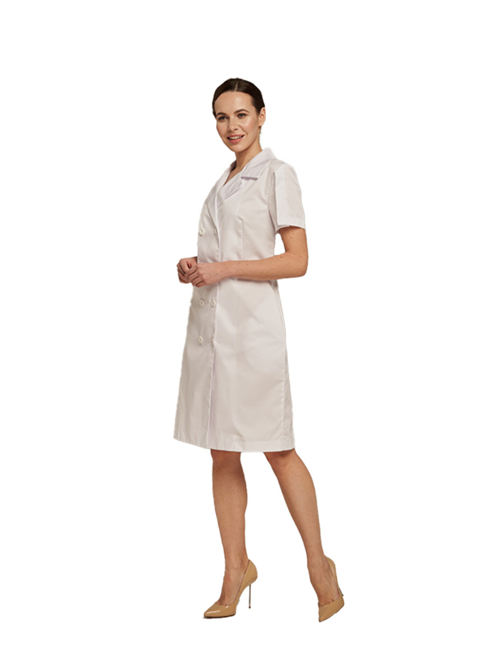 Халат медицинский женский Dr. Nice DRN285 двубортный, белый, 50