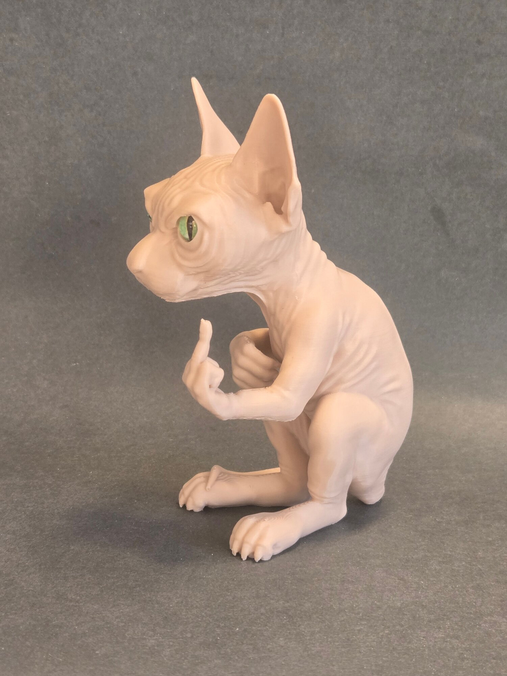 Фигурка кота, недовольный Сфинкс, 3Д печать, высота 13,5 см., бежевый