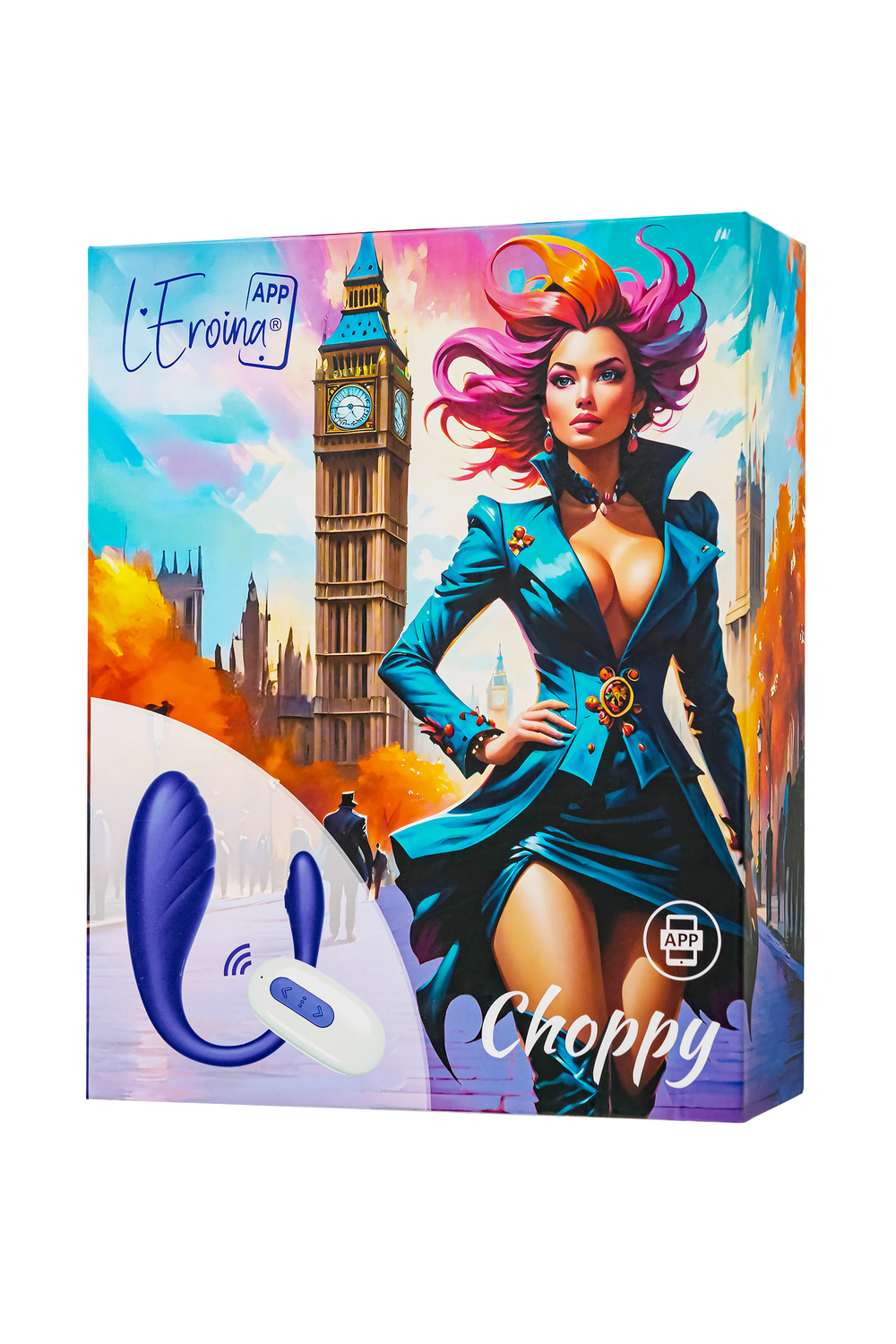 Вибратор для пар L`Eroina App Choppy с пультом синий 21 см
