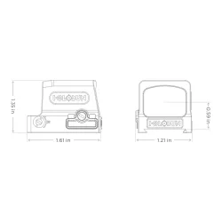 Коллиматор Holosun ELITE HE509T GR X2 пистолетный закрытый зелёная марка - схема с размерами