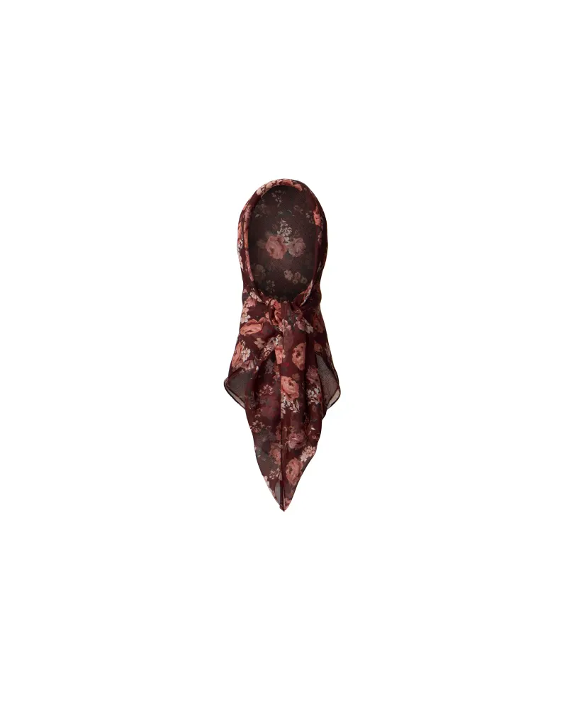 Летиция (Letecia), косынка из бордового шифона с цветами мультицвет