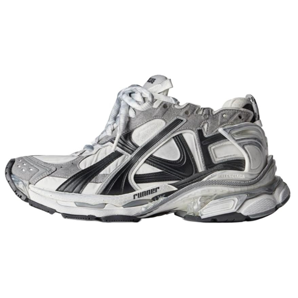 Balenciaga Runner Sneakers "Grey White Black Nylon And Suede Like Fabric"