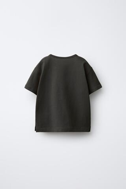 ZARA ОДНОТОННАЯ ФУТБОЛКА, ТЕМНЫЙ АНТРАЦИТ