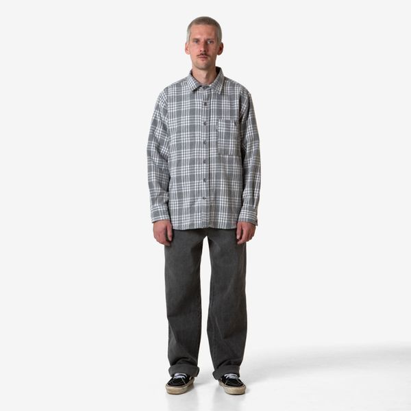 Рубашка Plaid Flannel серо-белая - фото 2