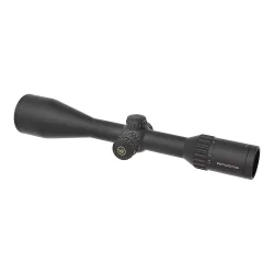 Прицел Vector Optics Continental x6 Fiber 2.5-15x56, SF, G4 Fiber - вид сзади под углом, логотип на окуляре