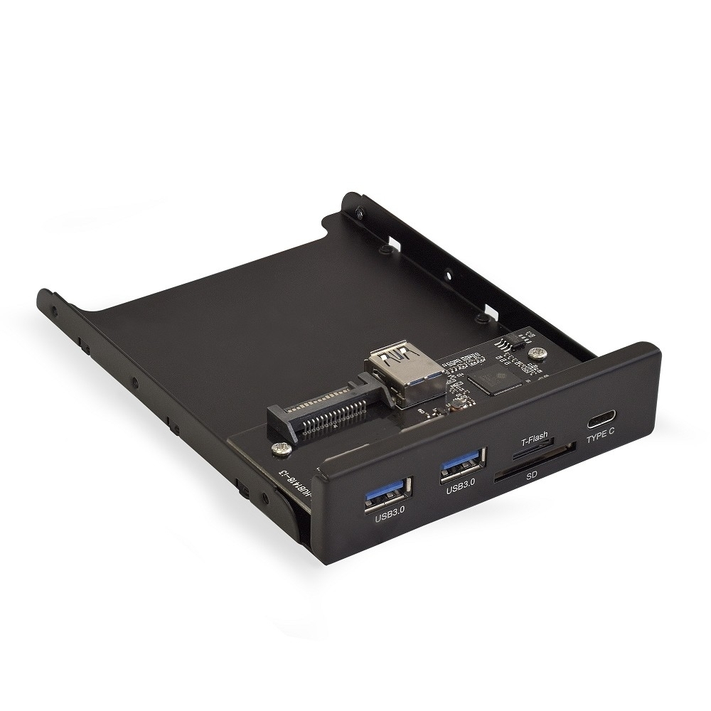 Кардридер Exegate EX283578RUS Планка USB на переднюю панель ExeGate U3H-621, 3,5", 2*USB3.0+1*TypeC+1*SD+TF card, черная, металл, подсоединение к мат. плате