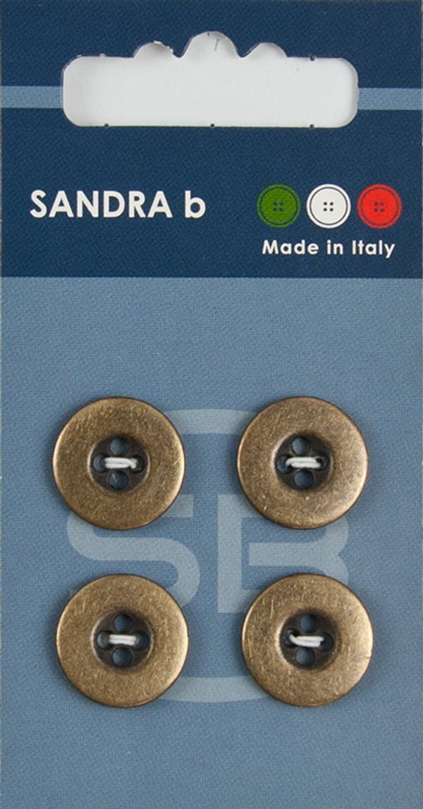 Пуговицы металл на ножке 15 мм, 4 шт, медный, CARD212, Sandra