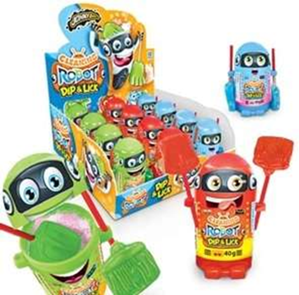 Леденец с пудрой Dip-n-Lick Робот-Уборщик (Cleaning Robot), 12шт, JohnyBee