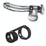 Утяжка на пенис с клёпками Duo Snap Cock And Ball Ring (Цвет: черный)