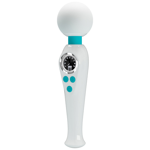 Белый вибратор-wand 22,4см с дисплеем Pretty Love Skyler Massager Wand White BW-055016LED-3