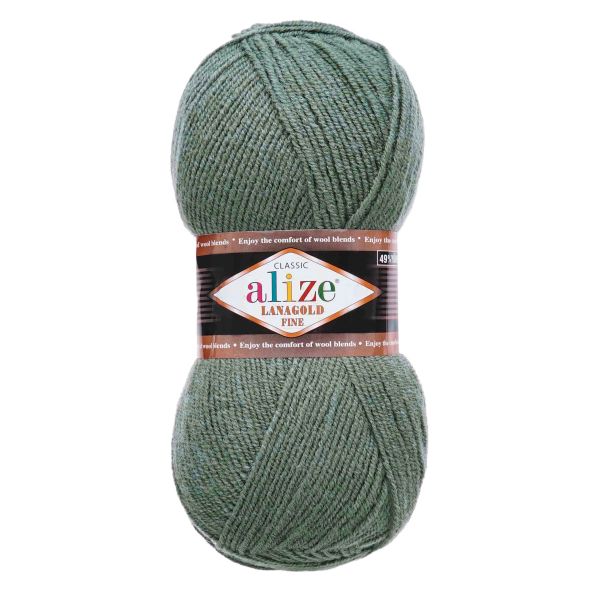Пряжа Alize (Ализе) Lana Gold Fine / уп.5 мот. по 100 г, 390м, 180 серебряная сосна A