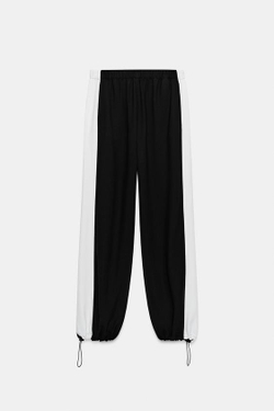 ZARA БРЮКИ-ДЖОГГЕРЫ С ПОЛОСАМИ ПО БОКАМ — ZW COLLECTION, ЧЕРНЫЙ