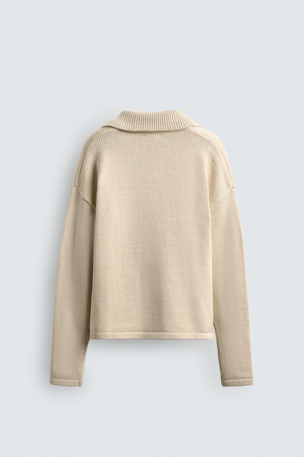 ZARA ПОЛО ИЗ СМЕСОВОГО ХЛОПКА, ЭКРЮ