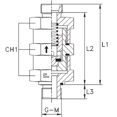 Клапан обратный с наружной резьбой DL18 BSP 1/2 впускной (корпус)