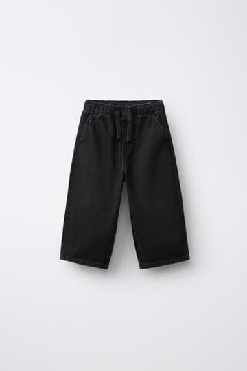 ZARA БРЮКИ BAGGY ИЗ САРЖИ, ЧЕРНЫЙ