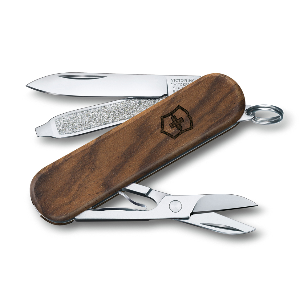 Нож-брелок Victorinox Classic SD, 58 мм, 5 функций, рукоять из орехового дерева