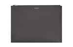 SAINT LAURENT Leather Tablet Bag Clutch Men"s Gray White
