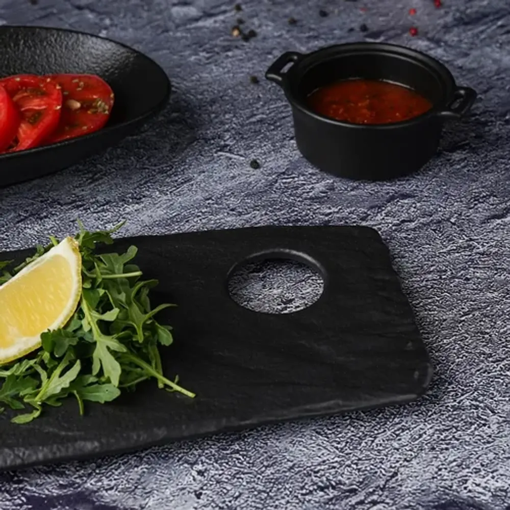 Блюдо прямоугольное 42,5*13 см h1,4 см для закусок Black Raw Stellar P.L. [1]