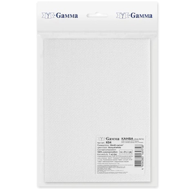Канва для вышивания Aida №14, 30 х 40 см., белый, 100% хлопок, GAMMA,
