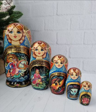 Матрешка 18см "Сказки Пушкина" 5 мест