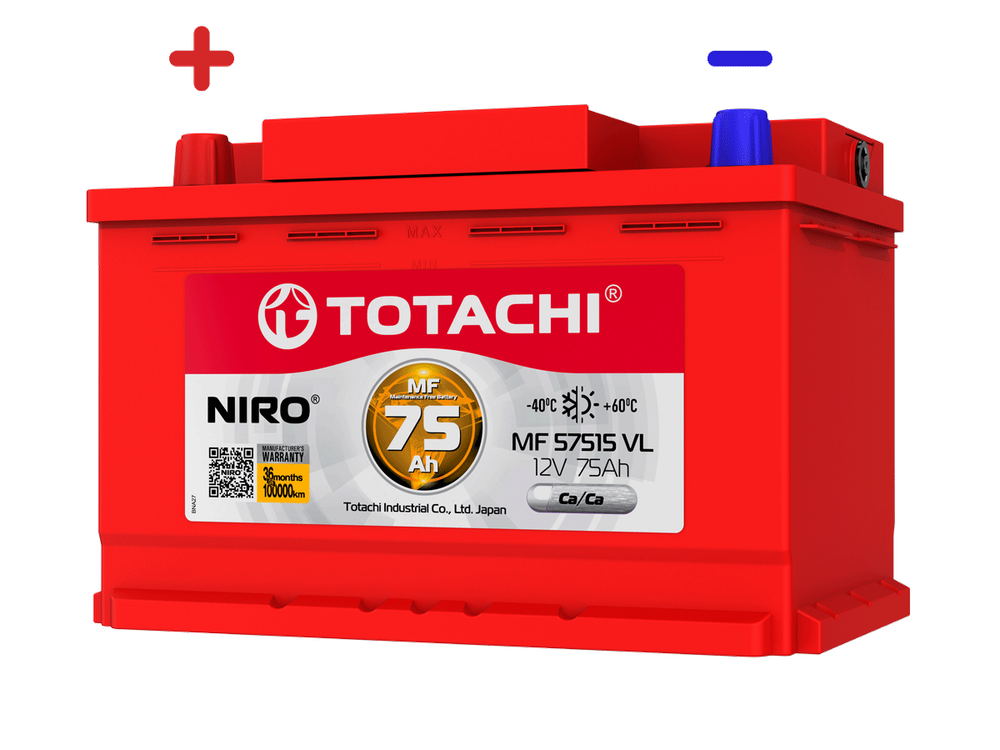 Аккумуляторная батарея АКБ TOTACHI NIRO MF 57515 VL 75а/ч поляр. прямая 1 (JIS R)