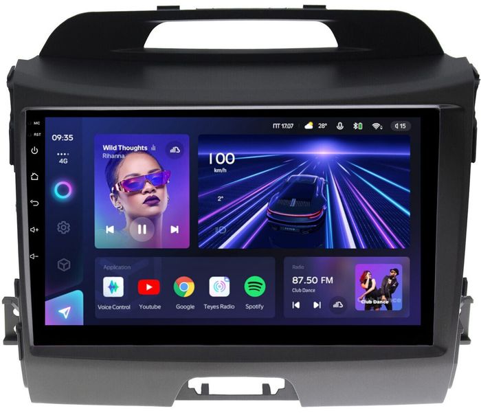 Магнитола для KIA Sportage 3 2010-2016 (без штатного усилителя) - Teyes CC3 монитор 9" QLED на Android 10, Быстрая, CarPlay, 4G SIM-слот