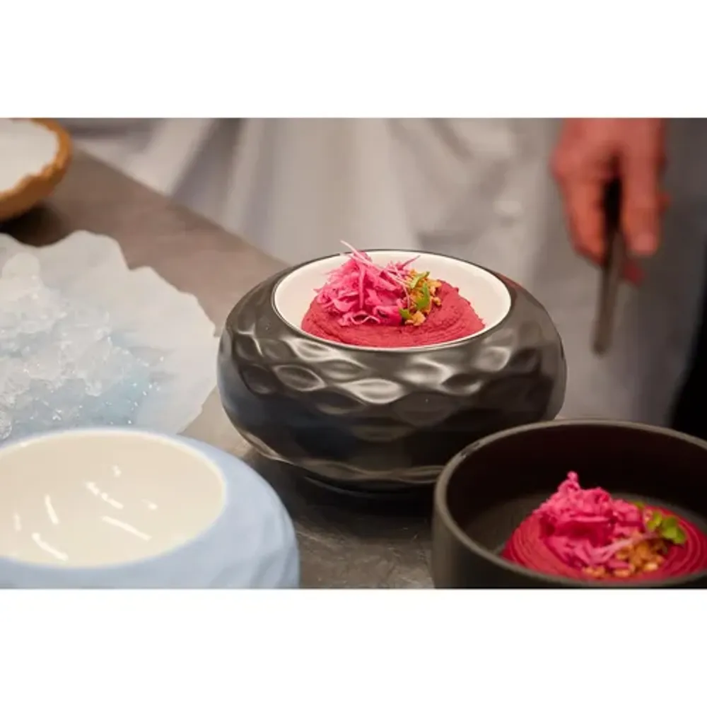 Блюдо круглое d 22,5 см h11,5 см 500 мл для подачи бело-черное "Shine" P.L. Proff Cuisine [1]