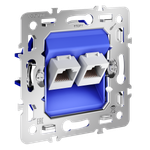 Механизм розетки компьютерной двойной RJ45+RJ45 кат.6,  Voltum S70 VLS0602M